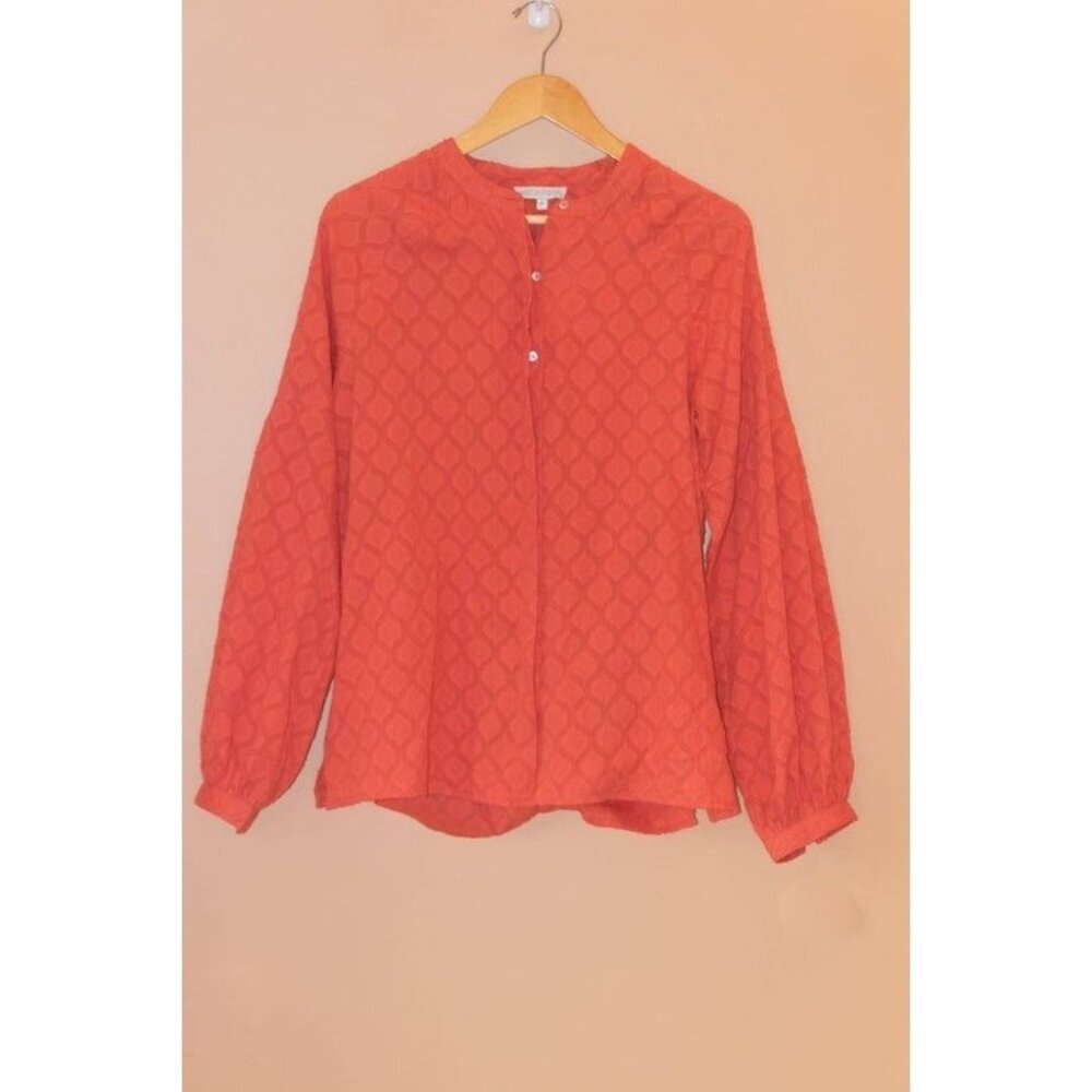 Feliciana Drop Sleeve Jacquard Button Down Blouse ModaPosa Small